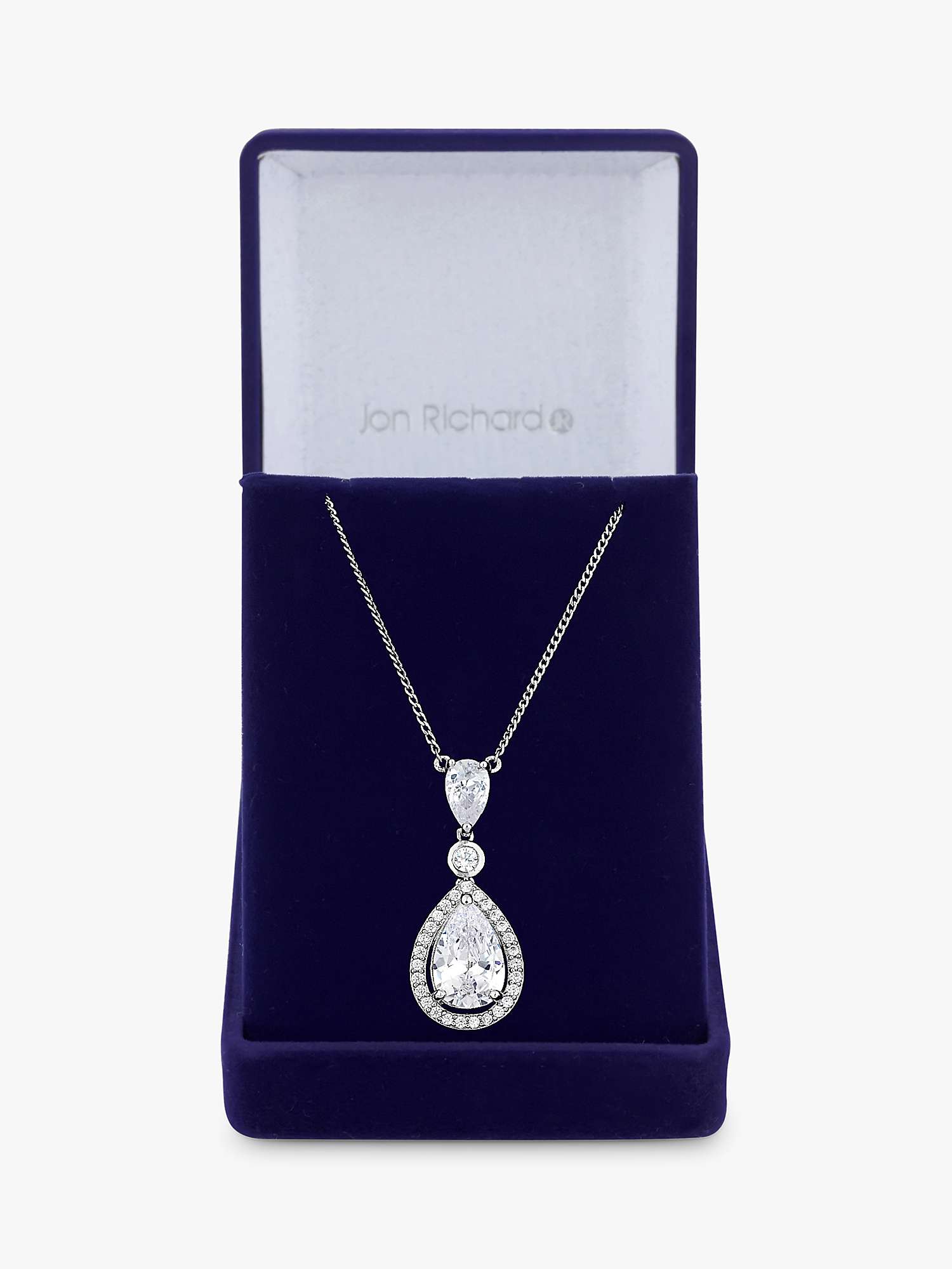 Buy Jon Richard Cubic Zirconia Pear Drop Pendant Necklace, Silver Online at johnlewis.com
