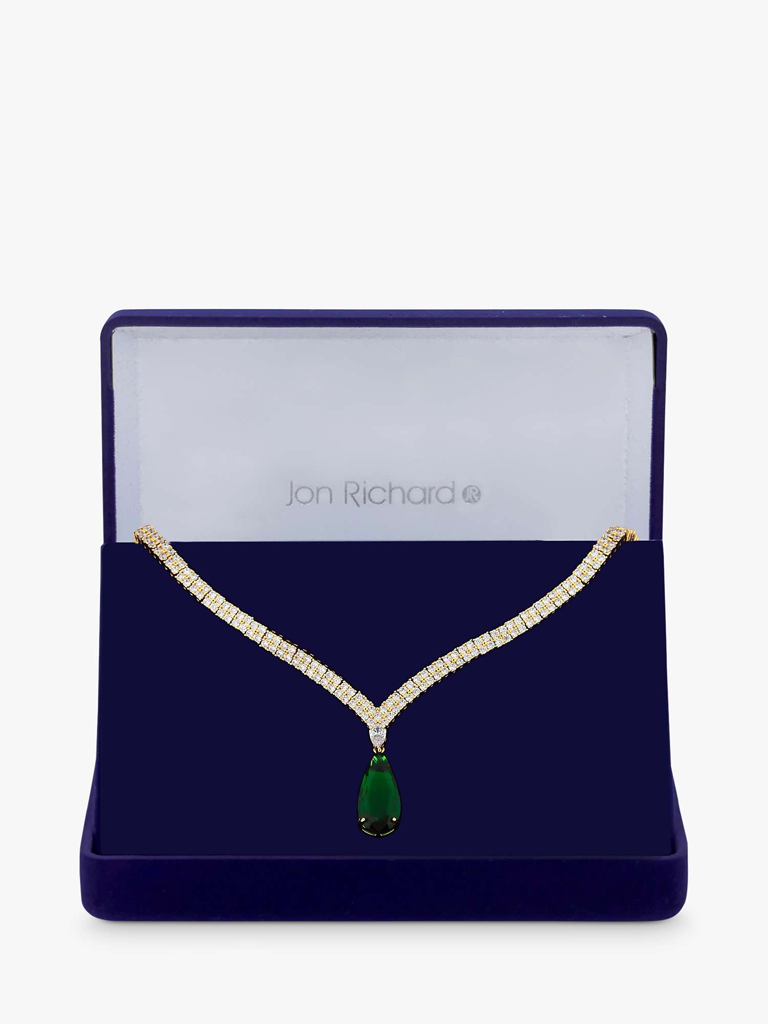 Buy Jon Richard Pave Cubic Zirconia Statement Necklace, Gold/Emerald Online at johnlewis.com