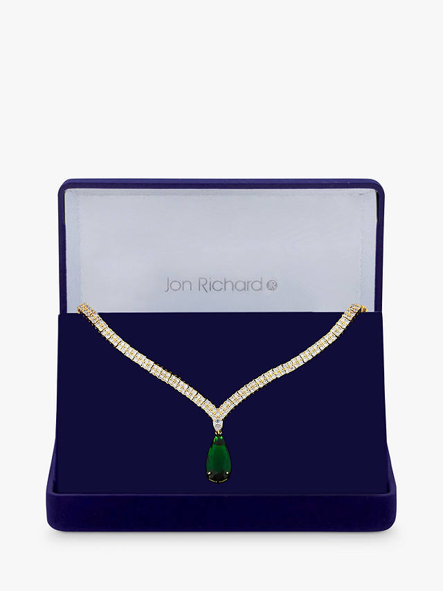 Jon Richard Pave Cubic Zirconia Statement Necklace, Gold/Emerald