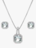 Jon Richard Cubic Zirconia Square Drop Necklace and Earrings Jewellery Set