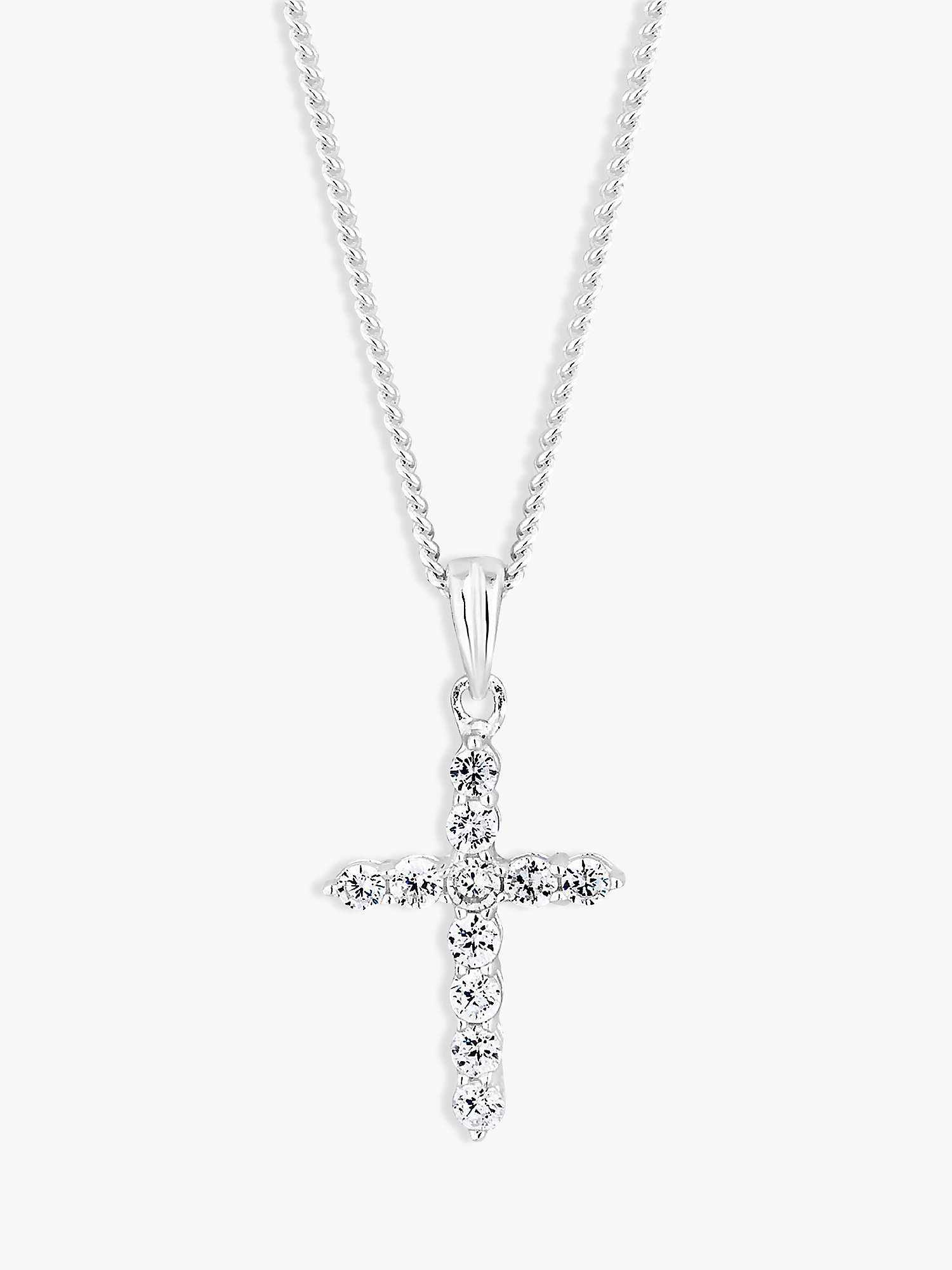 Buy Simply Silver Cubic Zirconia Cross Pendant Necklace, Silver Online at johnlewis.com