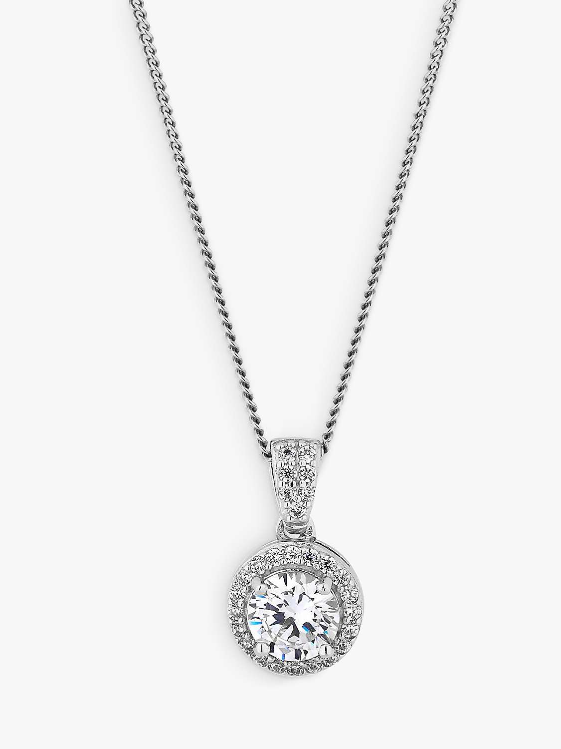 Buy Simply Silver Clara Round Cubic Zirconia Pendant Necklace, Silver Online at johnlewis.com