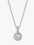 Simply Silver Clara Round Cubic Zirconia Pendant Necklace, Silver