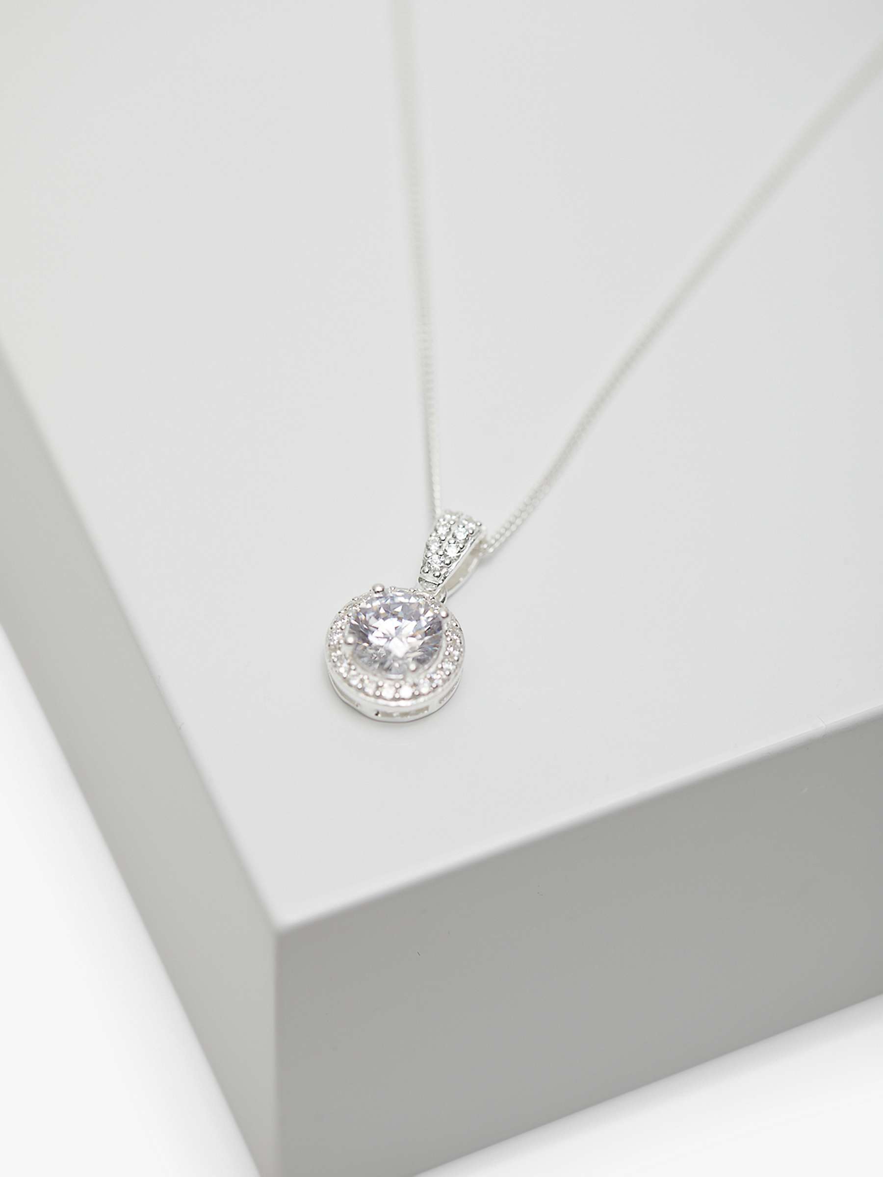 Buy Simply Silver Clara Round Cubic Zirconia Pendant Necklace, Silver Online at johnlewis.com