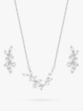 Jon Richard Pearl & Cubic Zirconia Vine Necklace and Earrings Jewellery Set, Silver