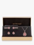 Jon Richard Glass Teardrop Pendant Necklace, Bracelet and Drop Earrings Jewellery Gift Set, Rose Gold/Pink