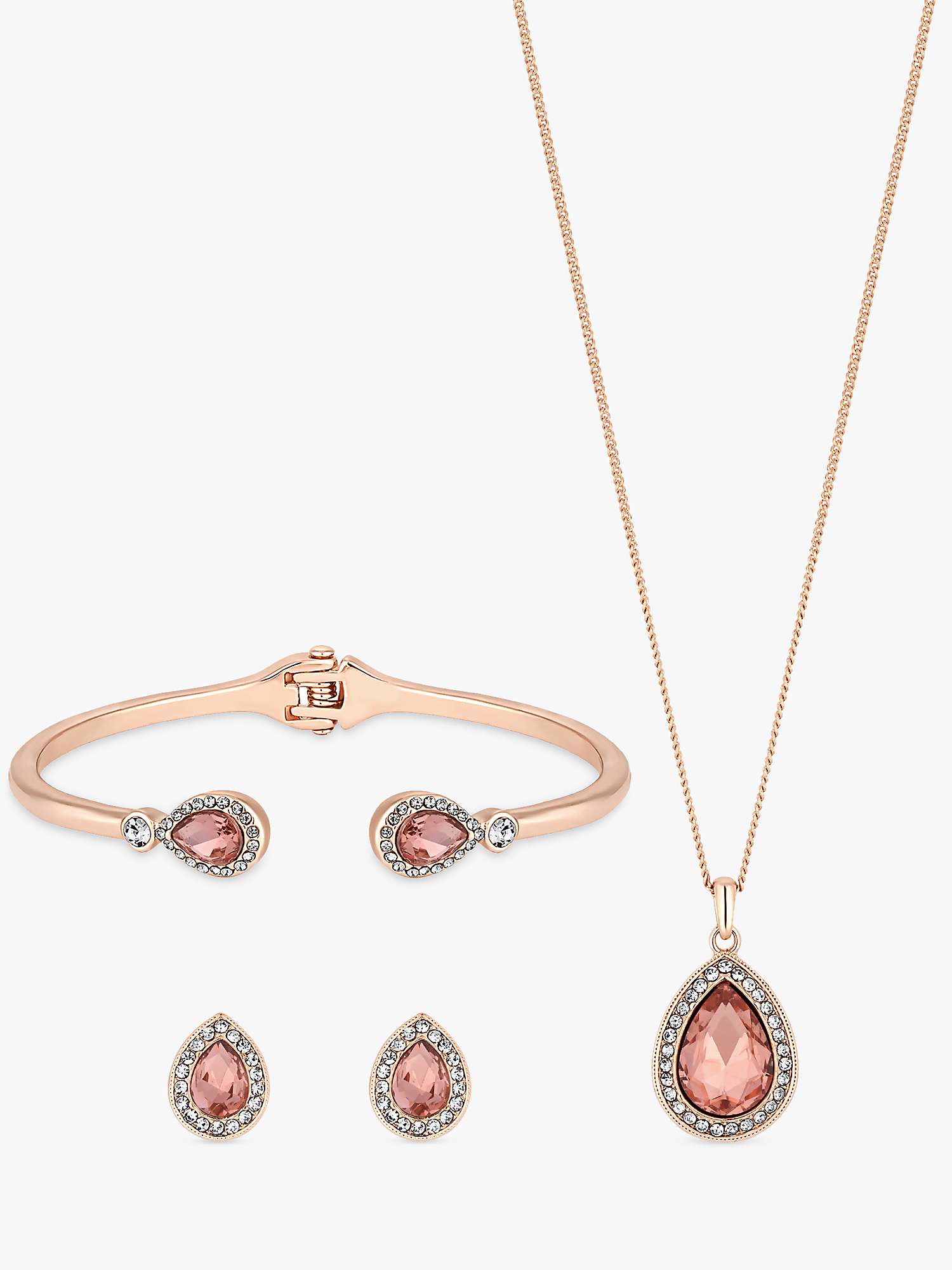 Buy Jon Richard Glass Teardrop Pendant Necklace, Bracelet and Drop Earrings Jewellery Gift Set, Rose Gold/Pink Online at johnlewis.com