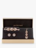 Jon Richard Trio Glass Swirl Pendant Necklace, Bracelet and Drop Earrings Jewellery Gift Set, Rose Gold