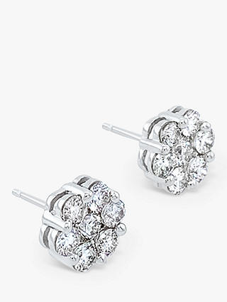 Milton & Humble Jewellery Second Hand 18ct White Gold 7 Stone Cluster Diamond Stud Earrings
