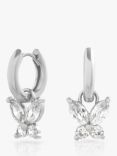 Olivia Burton Marquise Crystal Butterfly Hoop Earrings, Silver