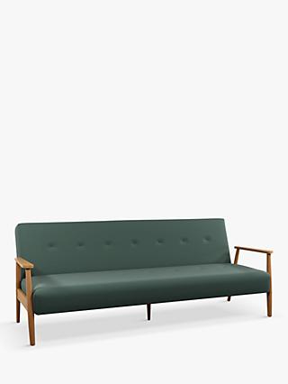 Show Wood Range, John Lewis ANYDAY Show Wood Bench Large 3 Seater Sofa Bed, Light Leg, Cord Green