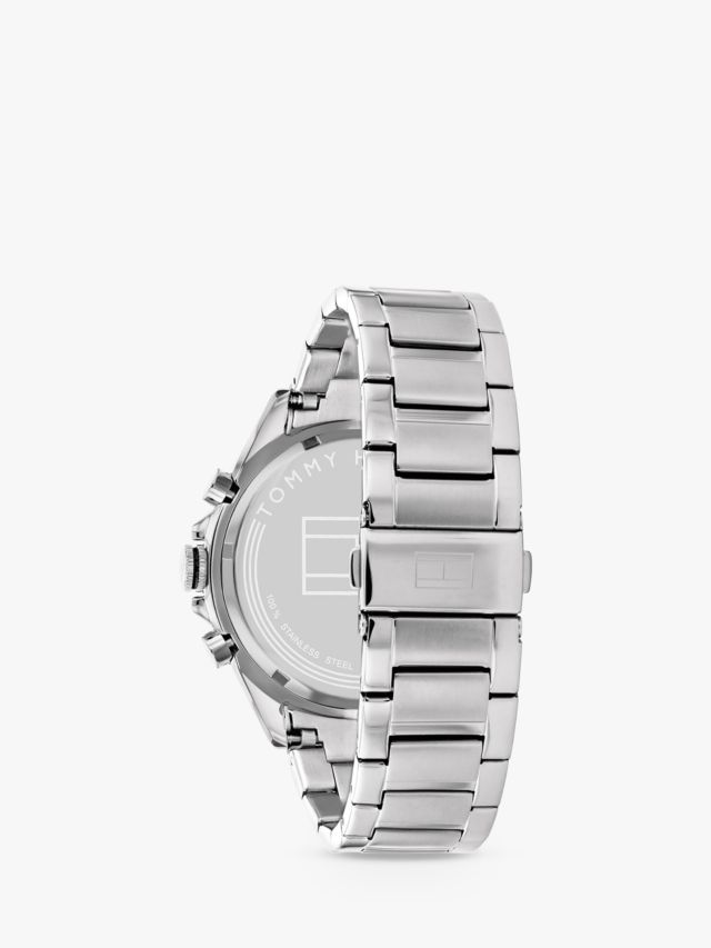 Tommy Hilfiger 1791967 Men's Owen Chronograph Bracelet Strap Watch,  Silver/Black
