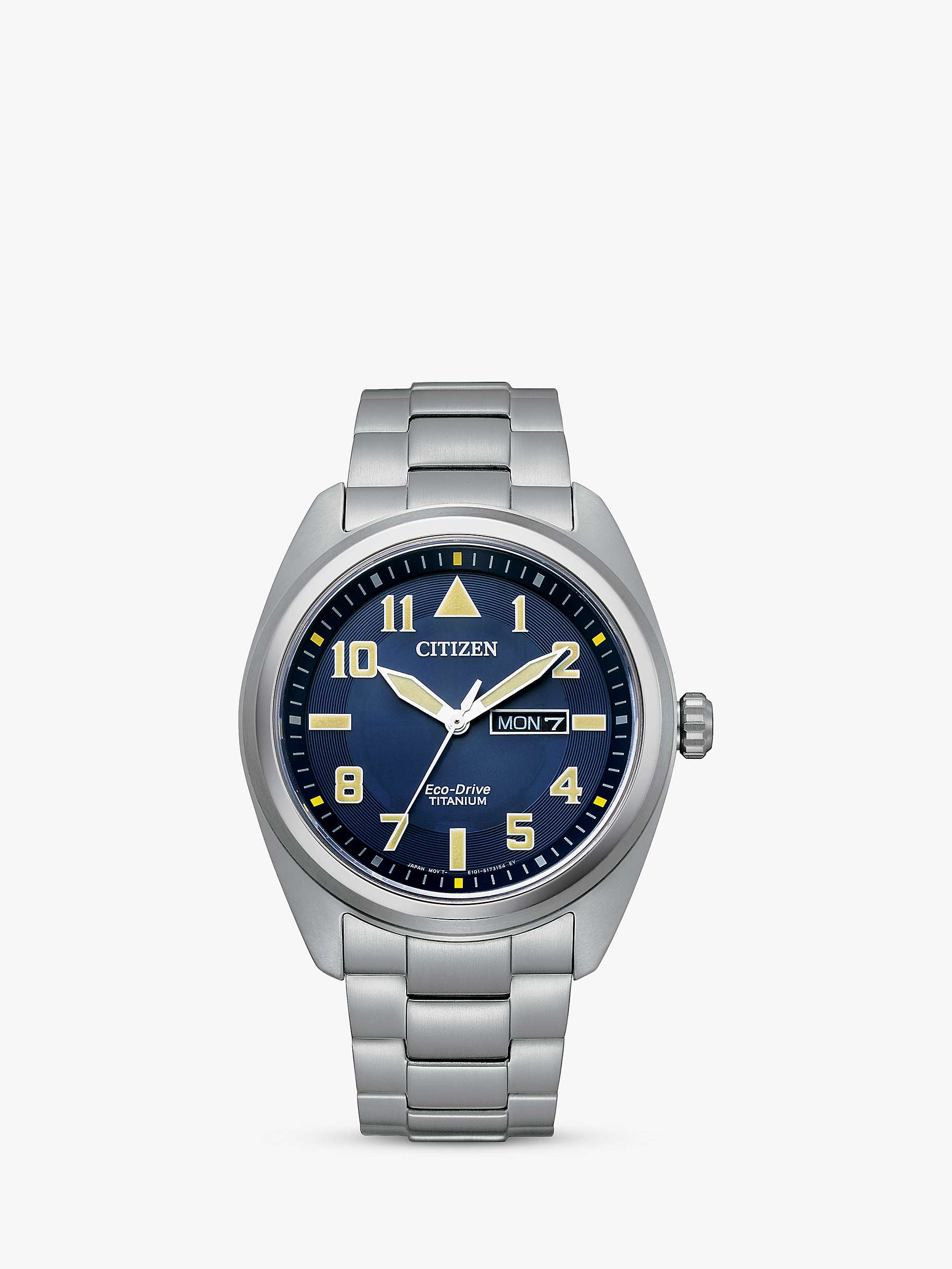 Buy Citizen BM8560-88L Men's Eco-Drive Super Titanium Date Bracelet Strap Watch, Silver/Blue Online at johnlewis.com