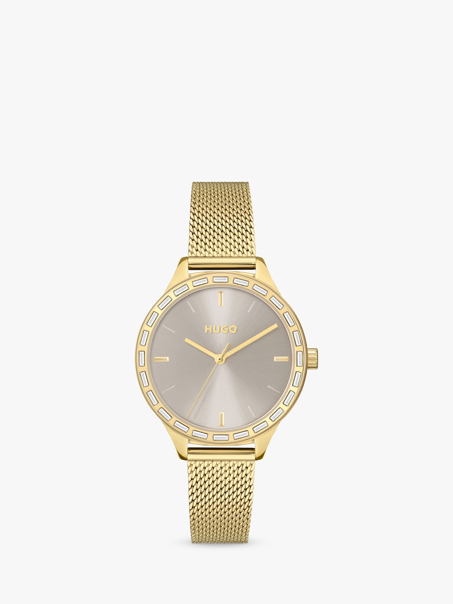 HUGO Women's Flash Mesh Bracelet Strap Watch, Gold/Silver 1540116 at ...