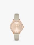 HUGO 1540114 Women's Flash Leather Strap Watch, Beige/Rose Gold