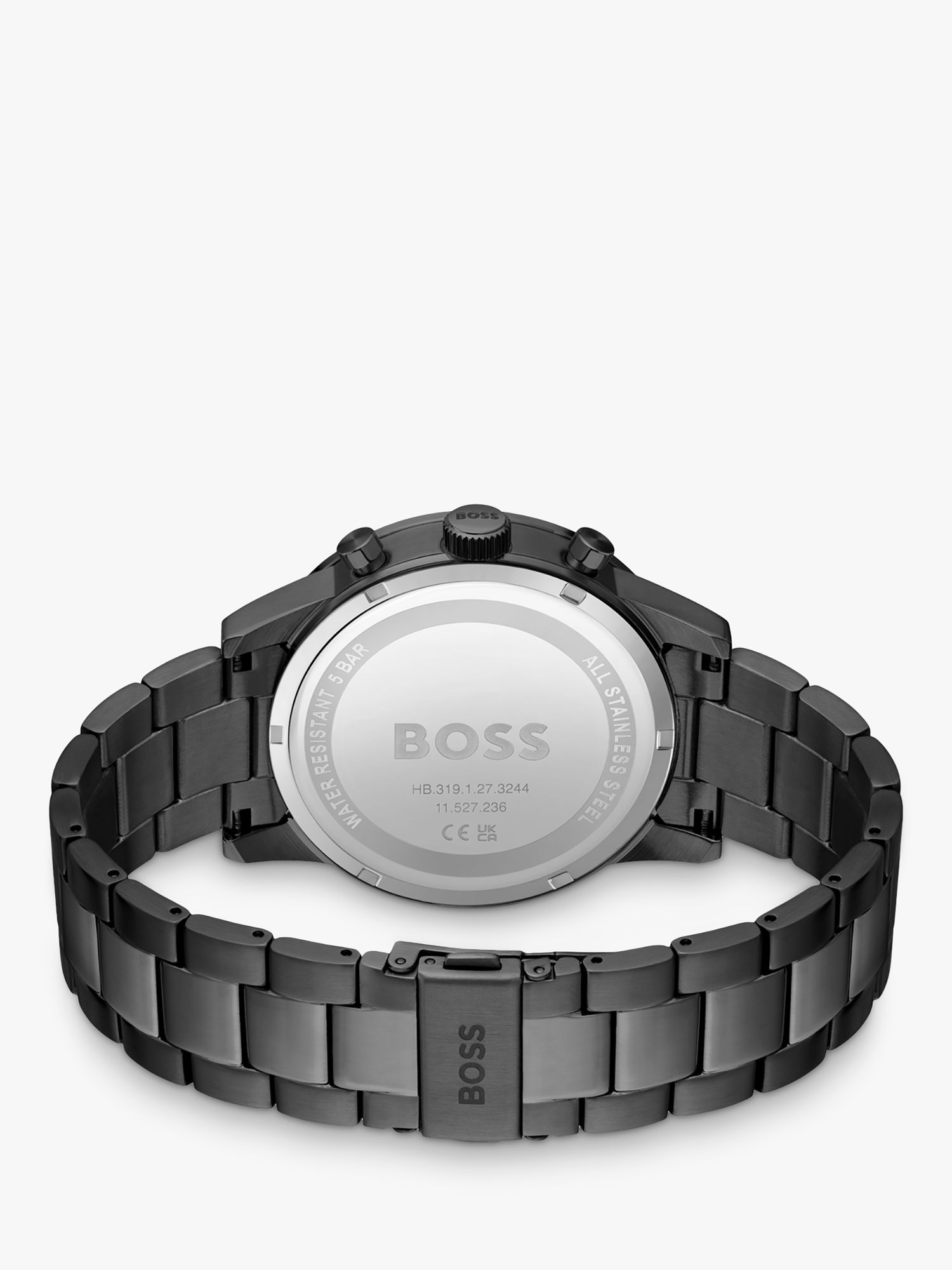 BOSS Men\'s Allure John 1513924 & Partners Chronograph Date Bracelet Grey Strap at Watch, Lewis