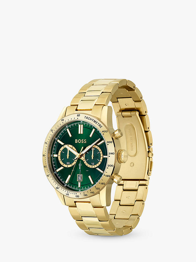 BOSS Men's Allure Chronograph Date Bracelet Strap Watch, Gold/Green 1513923