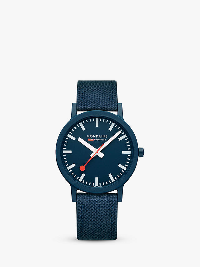 Mondaine Unisex Essence Eco Textile Strap Watch, Blue MS1.41140.LD