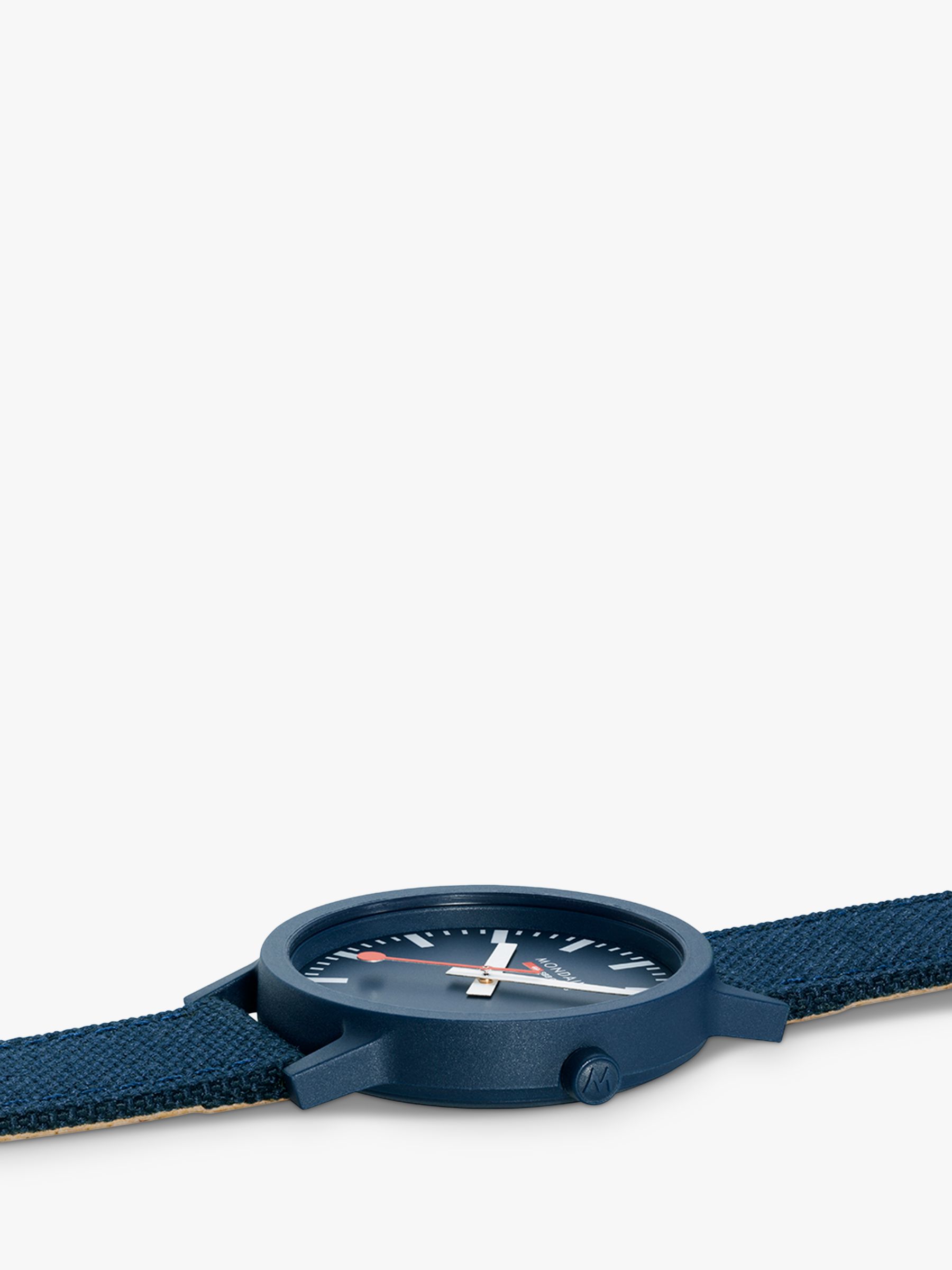 Buy Mondaine Unisex Essence Eco Textile Strap Watch, Blue MS1.41140.LD Online at johnlewis.com
