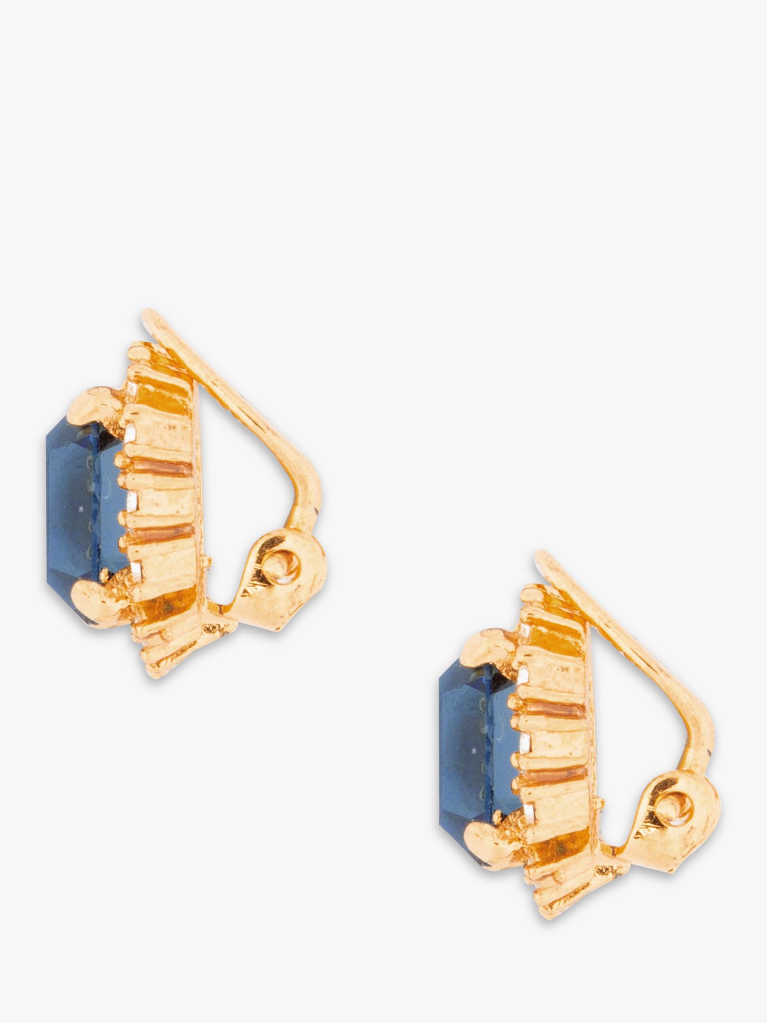 Buy Eclectica Vintage 22ct Gold Plated Octagonal Glass Clip-On Stud Earrings, Gold/Blue Online at johnlewis.com