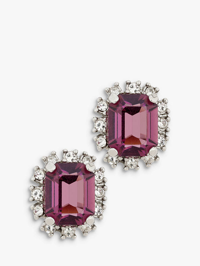 Eclectica Vintage Swarovski Crystal Clip On Earrings, Purple/Silver