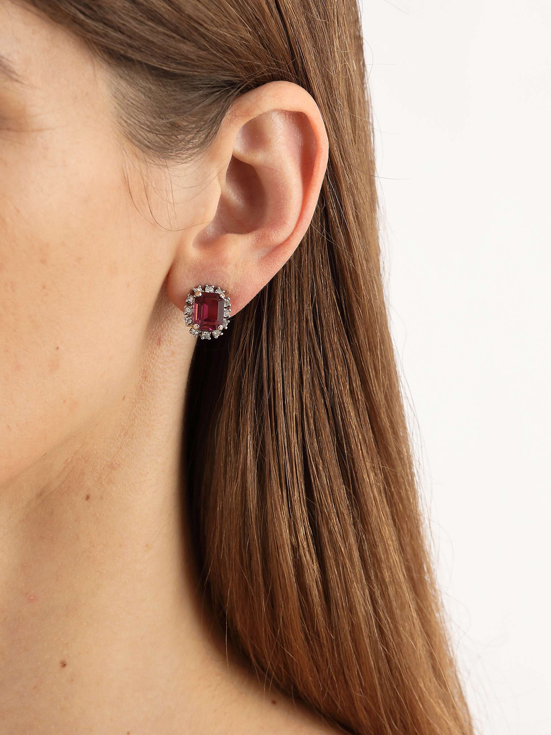 Buy Eclectica Vintage Swarovski Crystal Clip On Earrings, Purple/Silver Online at johnlewis.com