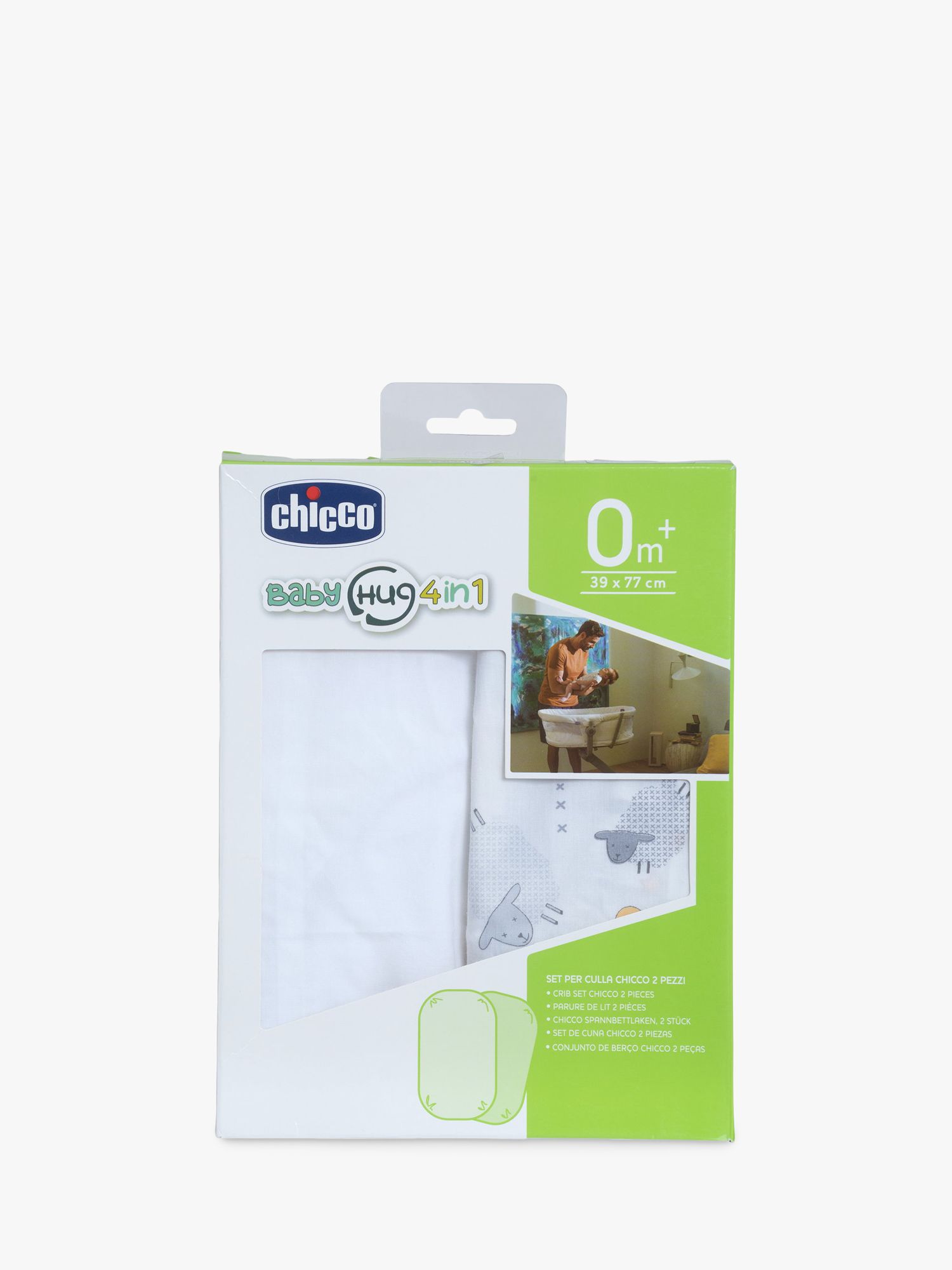 Chicco Baby Hug Crib Fitted Sheets, Pack of 2, Grey