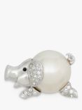 Eclectica Vintage Swarovski Crystal & Faux Pearl Happy Pig Brooch, Silver