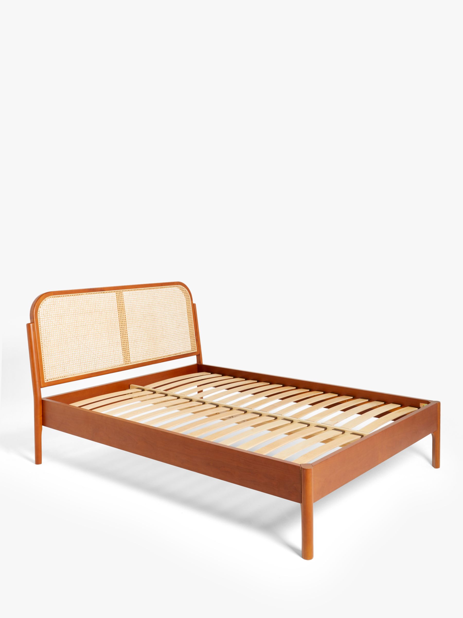 Photo of John lewis rattan cherry wood bed frame king size brown