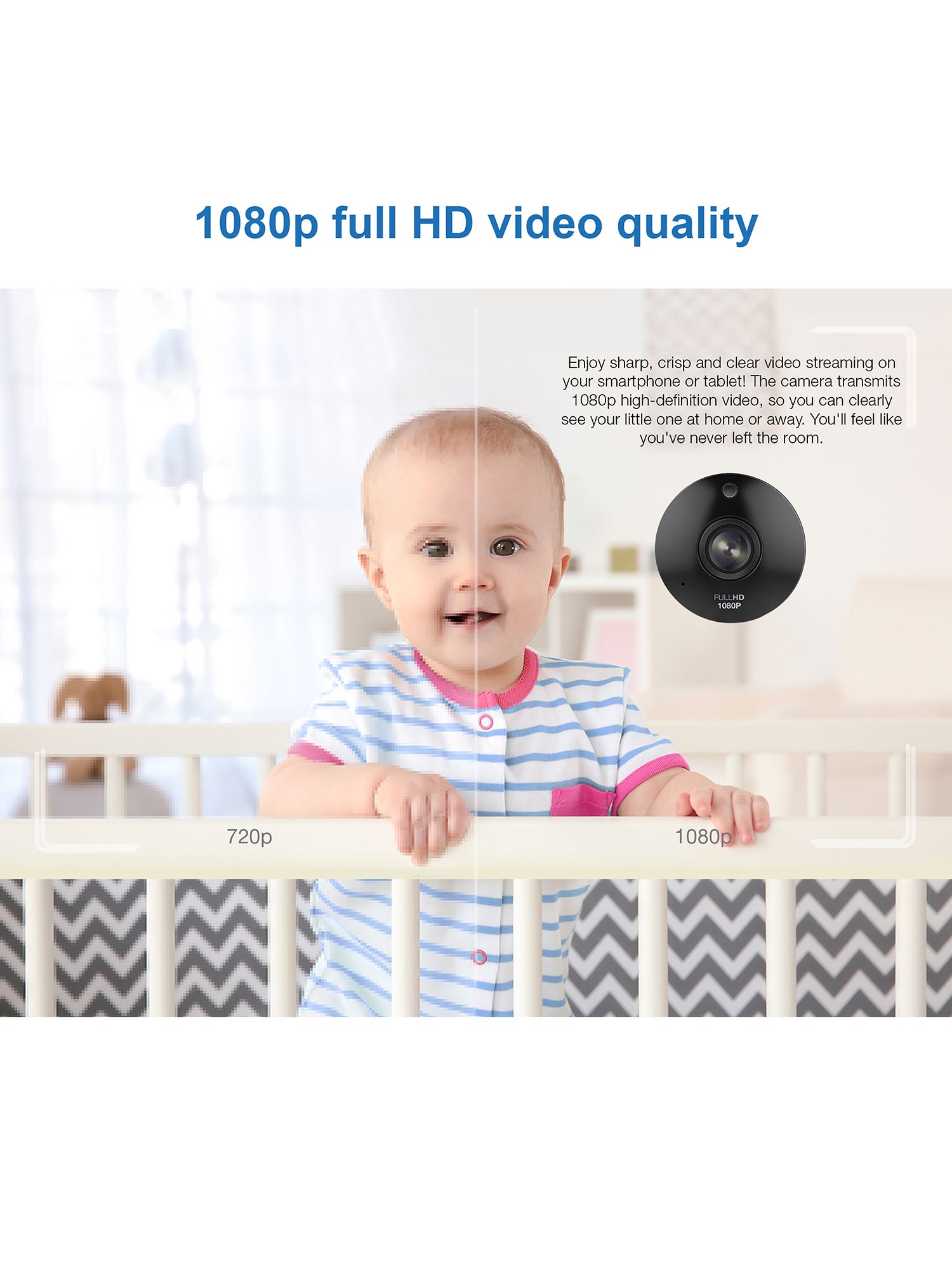 VTech Smart Wi-Fi Video Baby Monitor with 5 High Definition Display and  1080p HD Camera, Built-in night light, RM5754HD (White)