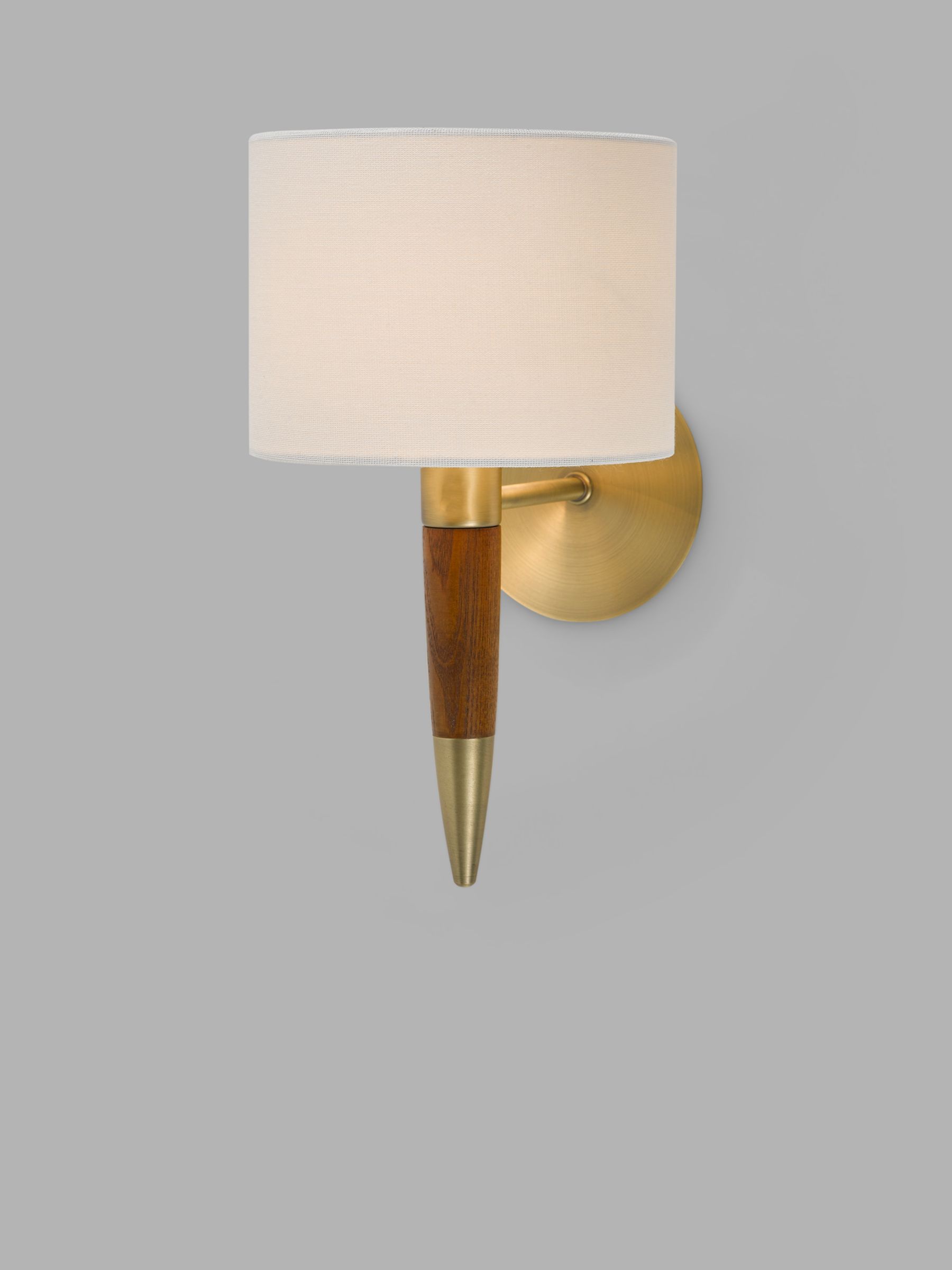 John Lewis Spindle Single Arm Wall Light, Antique Brass/Walnut Stained Ash