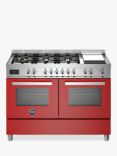 Bertazzoni Professional Series 120cm Dual Fuel Range Cooker with Griddle, Red