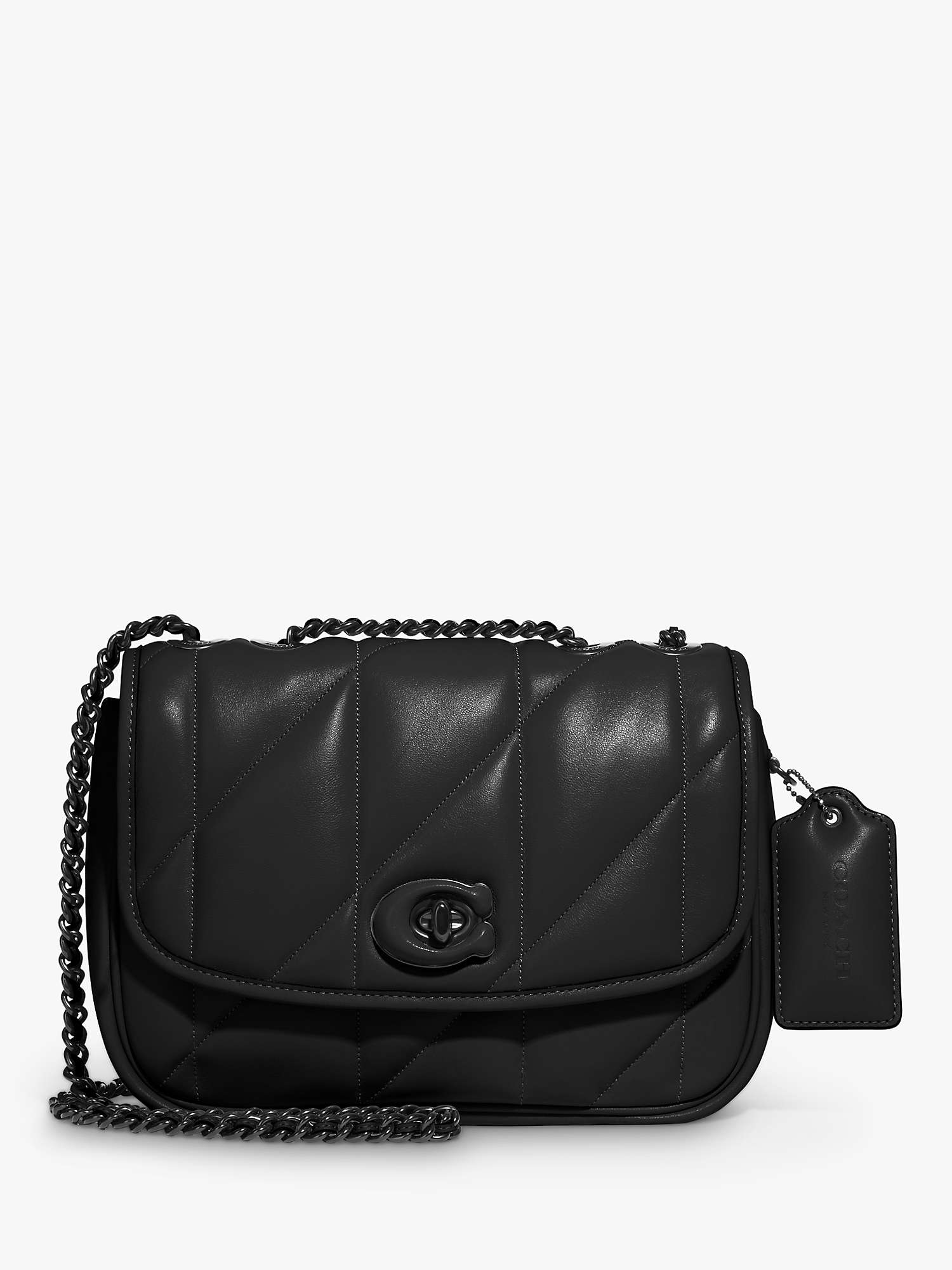 Coach Pillow Madison Quilted Leather Shoulder Bag, Black at John Lewis ...