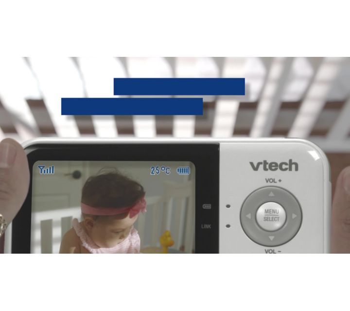 VTech VM819 Video Baby Monitor with 19Hour Battery Life 1000ft Long Range  Auto Night Vision 2.8 Screen 2Way Audio Talk Temperature Sensor Power  Saving Mode and Lullabies, White 1 camera