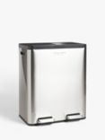 John Lewis 2 Section Recycling Bin, with Handles, 40L, Stainless Steel