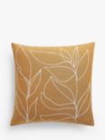 John Lewis ANYDAY Linear Leaf Linen Blend Cushion, Caramel