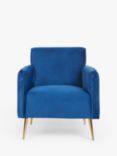 John Lewis Box Armchair, Gold Leg, Blue Velvet