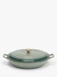 John Lewis Cast Iron Shallow Casserole, 31cm, Ombre Green