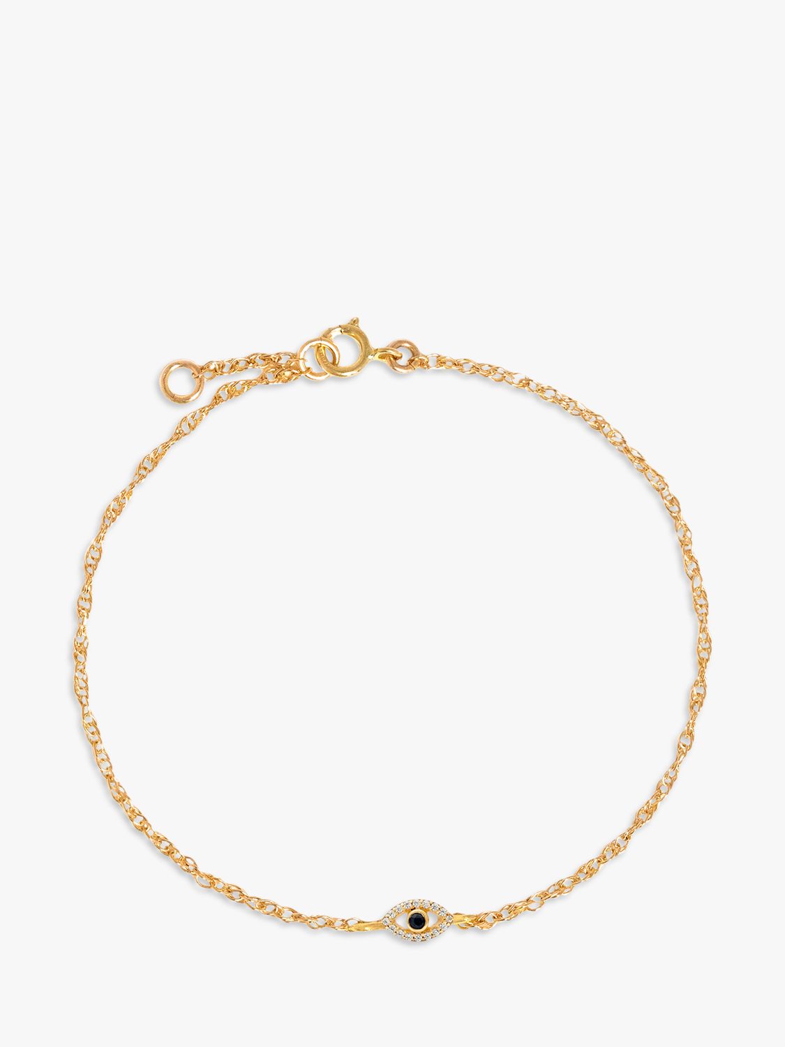 Leah Alexandra Sapphire Evil Eye Chain Bracelet, Gold at John Lewis ...