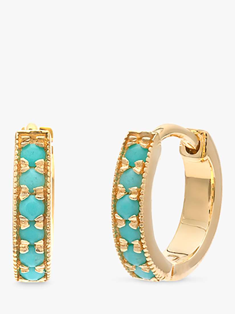 Buy Leah Alexandra Turquoise Pave Huggie Hoop Earrings, Gold/Green Online at johnlewis.com