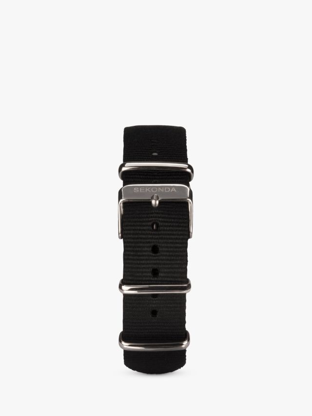 Sekonda Men's Square Chronograph Date Fabric Strap Watch, Black/Silver 1989.27