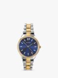 Sekonda 2954.27 Women's Two-Tone Crystal Bezel Bracelet Strap Watch, Silver/Gold/Blue