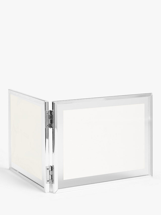 John Lewis Horizontal Folding Double Photo Frame & Glass Border, 4 x 6" (10 x 15cm), Silver Plated