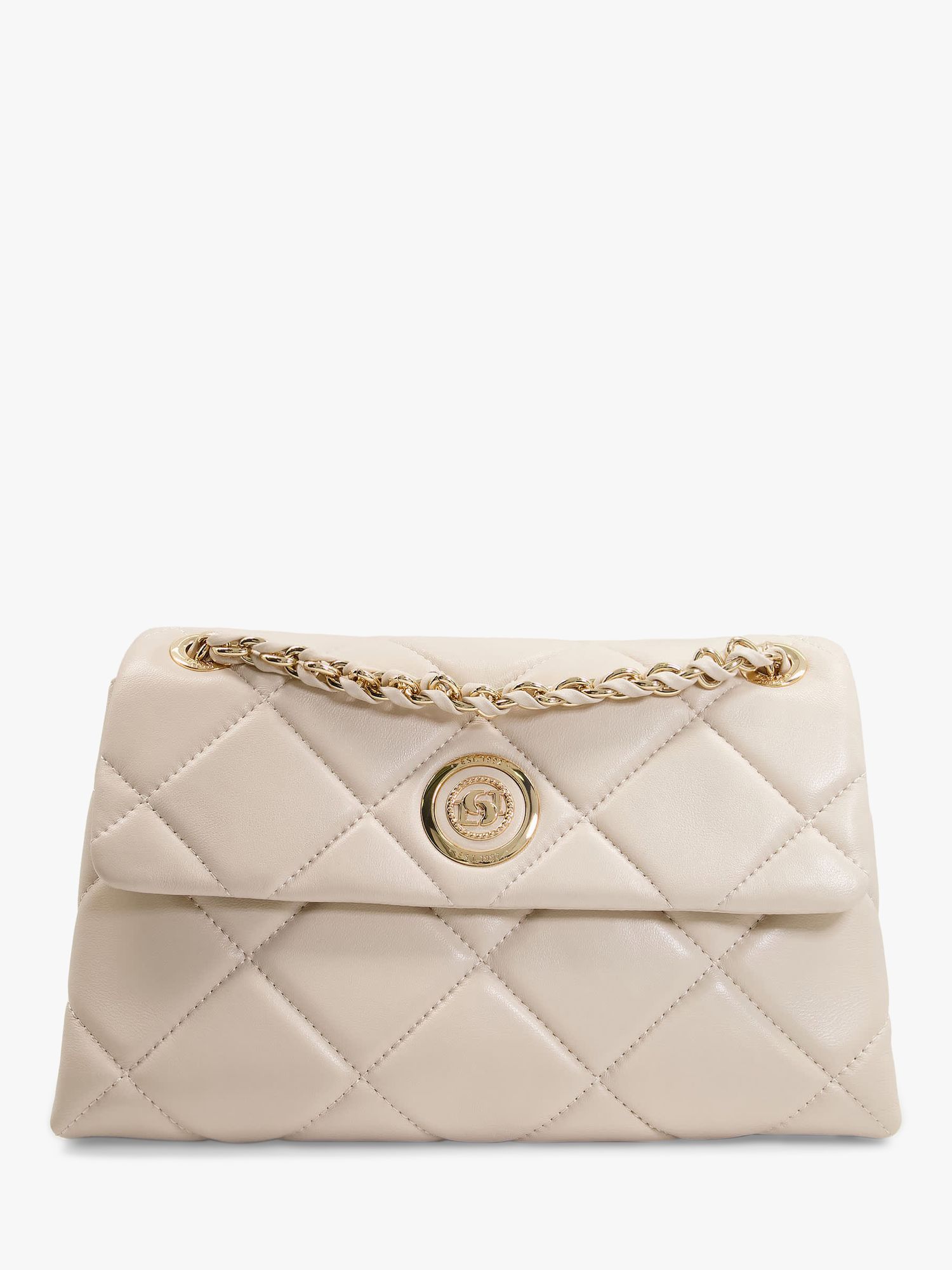 Dune Duchess Large Quilted Leather Shoulder Bag, Cream at John Lewis ...
