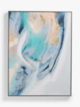 John Lewis Hand Painted Abstract Marbled Framed Canvas, 90 x 120cm, Blue/Gold