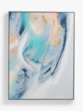 John Lewis Hand-Painted Abstract Marbled Framed Canvas, 90 x 120cm, Blue/Gold