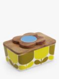 Orla Kiely Bone China Butter Dish with Wood Lid, Yellow/Natural