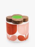 Orla Kiely Atomic Flower Bone China Sugar Pot with Wood Lid, Pink/Natural
