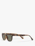 Ray-Ban RB4140 Women's Polarised Square Sunglasses, Tortoise/Green