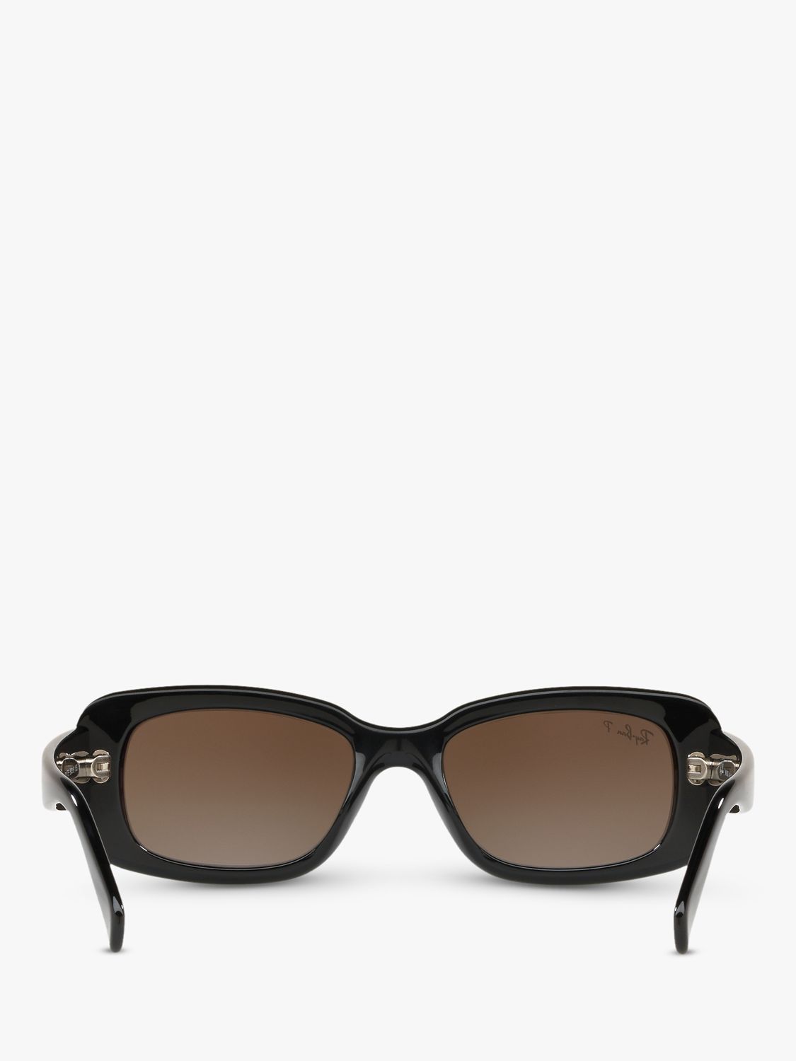 Ray-Ban RB4122 Women's Polarised Rectangular Sunglasses, Black/Brown ...